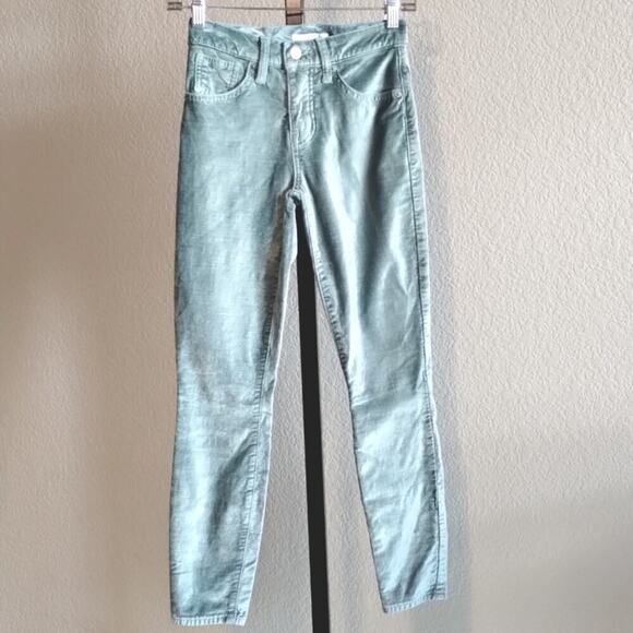 Lucky Brand Crushed Pastel Green Velvet Ava Skinny Jean Pants 0/24 Rare Find - Picture 2 of 16